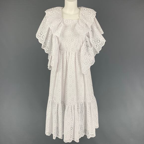 MSGM Size 4 White Cotton Eyelet Ruffle Dress - Picture 1 of 1